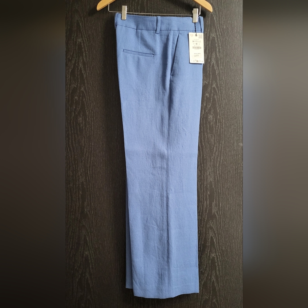 Zara Women's Linen Blue Trousers